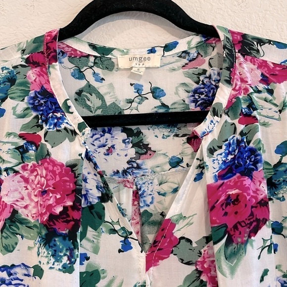 Umgee Women's Dress Small White Bohemian Oversized Floral Cottagecore Prairie - Picture 4 of 14